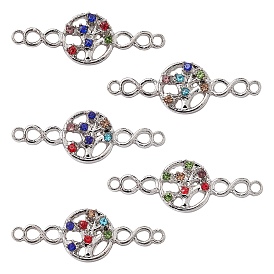 Alloy Connector Charms, Tree of Life Links with Infinity, Platinum, with Rhinestone, Nickel
