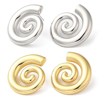 Rack Plating Brass Vortex Stud Earrings for Women, Lead Free & Cadmium Free, Long-Lasting Plated