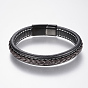 Bracelets cordon cuir tressé, avec 304 fermoirs magnétiques en acier inoxydable