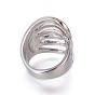 304 Stainless Steel Finger Rings, Tri-color Wide Band Rings