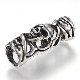 304 Stainless Steel Beads, Column with Skull