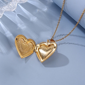Colliers pendentif coeur en acier inoxydable, colliers avec médaillon photo