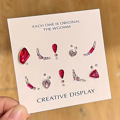 Kits de accesorios de decoración de arte de uñas, incluyendo cabujones de diamantes de imitación de vidrio, fornituras de hierro, cabujones acrílicos