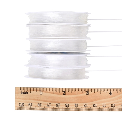 5 Roll 5 Styles Clear Elastic Crystal Thread, Stretchy String Bead Cord, for Beaded Jewelry Making, Round