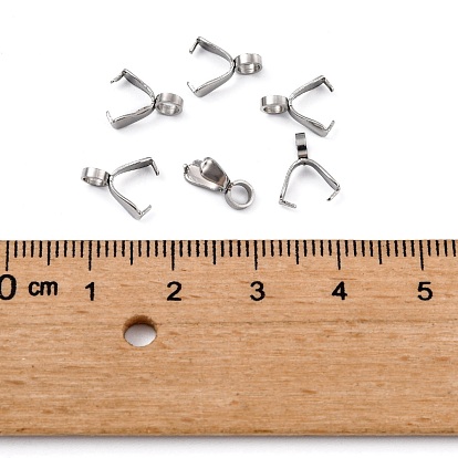 201 bélières inoxydable de l'acier, pince à glace balles pour la fabrication de pendentifs, 8.5x3.5mm, Trou: 2.5mm, pin: 0.6 mm