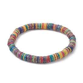 Disques en pâte polymère heishi surfeur bracelets extensibles, bracelet preppy