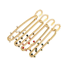 Bracelet charms strass avec gourmettes, plaqué or 304 bijoux en acier inoxydable pour femmes