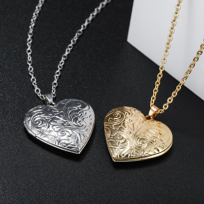 Латунные ожерелья-медальоны в форме сердца, ожерелья с подвесками для фотокартины