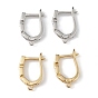 Brass Hollow Out Rectangle Hoop Earring Findings, Latch Back, Lead Free & Cadmium Free