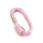 Brass Screw Carabiner Lock Charms, for Necklaces Making, with Enamel, Oval