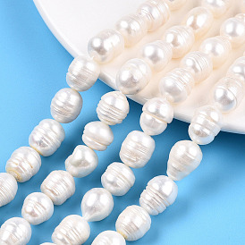 Natural Cultured Freshwater Pearl Beads Strands, Baroque Keshi Pearl Rice Beads