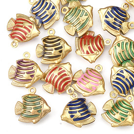 304 Stainless Steel Pendants, with Enamel, Fish