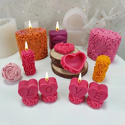 Силиконовая форма для свечей на День святого Валентина, роза, колонна, ароматерапевтическая свеча, DIY гипсовое украшение подарок любовь мусс форма для торта
