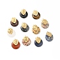 Natural Gemstone Pendants, Donut Charm, with Golden Color Plated 304 Stainless Steel Lion Findings and Jump Rings