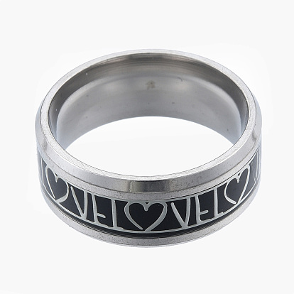 Two Tone 201 Stainless Steel Word Love Finger Ring for Women