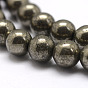 Natural Pyrite Beads Strands, Round, 6mm, Hole: 1mm
