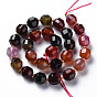Natural Agate Beads Strands, Dyed, Faceted, with Seed Beads, Double Terminated Point Prism Beads, Bicone