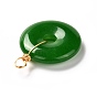 Natural Malaysia Jade Pendants, with Real 18K Gold Plated Eco-Friendly Copper Wire, Dyed, Donut/Pi Disc