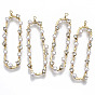 Micro latón allanan zirconia cúbico colgantes grandes, con cuentas de perlas de imitación de plástico abs, sin níquel, oval, real 18 k chapado en oro