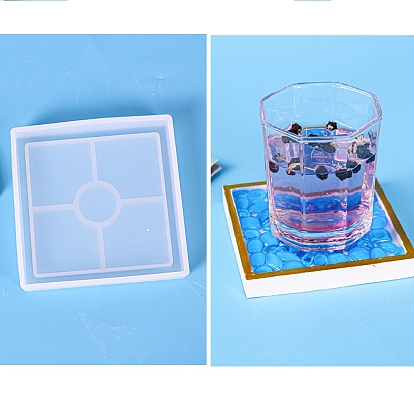 Moules en silicone de dessous de verre carré bricolage, moules de résine, pour la résine UV, fabrication de bijoux en résine époxy