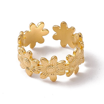 304 anillo de acero inoxidable con envoltura de flores y brazalete abierto para mujer