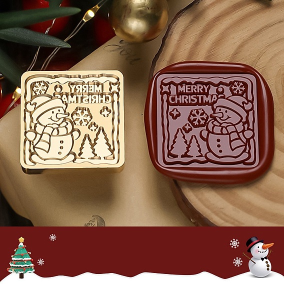 Cabeza de sello de latón con sello de cera con tema navideño, para sello de cera, dorado