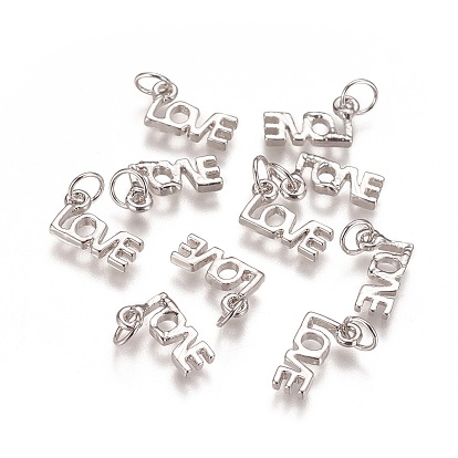 Brass Charms, Long-Lasting Plated, Word LOVE