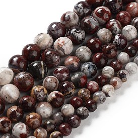 Natural Mexican Red Laguna Lace Agate Round Beads Strands