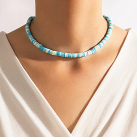 Bohemian Blue Resin Necklace Ethnic Geometric Collarbone Chain Pendant Jewelry