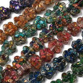 Dyed Natural Imperial Jasper with Resin Beads Strands, Flower