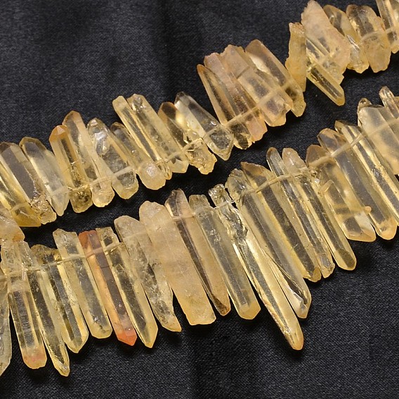 Pepitas de cristal de cuarzo natural, teñido con educación hebras de cuentas, 10~45x4~8 mm, agujero: 1 mm, 16 pulgada