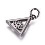 Brass Micro Pave Cubic Zirconia Pendants, with Jump Ring, Triangle with Evil Eye
