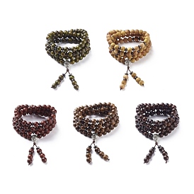 Collier bracelet enroulé à quatre boucles en bois naturel et noix de coco avec gourde, bijoux chanceux pour hommes femmes