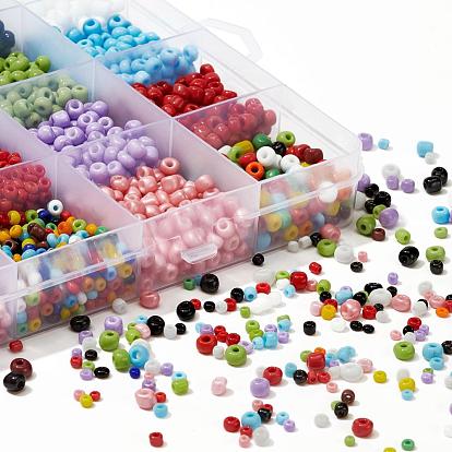 24 Style Opaque Colours Seed & Baking Paint Glass Round Seed Beads, Round Hole Beads