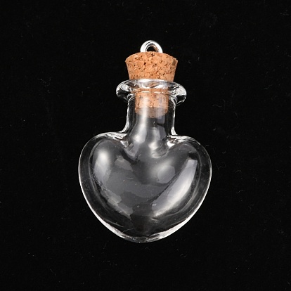 Pendientes de la botella de cristal, con tapón de madera blanda, botella que se puede abrir, botellas rellenables, corazón