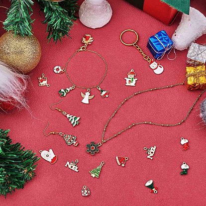 20шт рождественские подвески из эмали из сплава, со стразами, снеговик и снежинка и елка и колокольчик, для ювелирных изделий ожерелье браслет серьги изготовление подарков ремесла