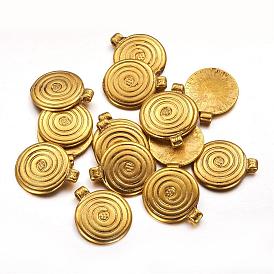 Tibetan Style Alloy Pendants, Lead Free and Cadmium Free, Flat Round, 18mm wide, 21mm high, 2mm thick, hole: 2mm