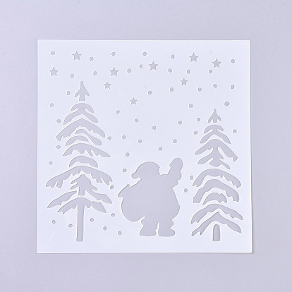 Christmas Theme Plastic Reusable Drawing Painting Stencils Templates, for Painting on Fabric Canvas Tiles Floor Furniture Wood
