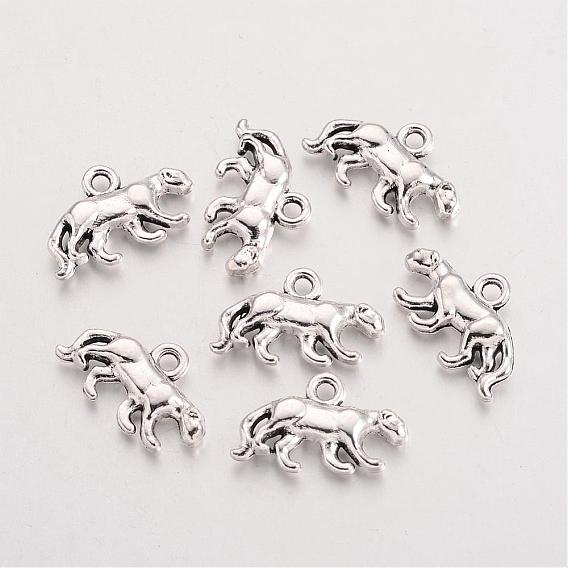 Tibetan Style Alloy Leopard Charms, Lead Free & Cadmium Free, 11x18x3.5mm, Hole: 2mm, about 390pcs/500g