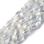 Transparent Electroplate Glass Beads Strands, AB Color Plated, Faceted, Fish