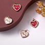 4Pcs 2 Colors Mother's Day Theme Real 18K Gold Plated Brass Micro Pave Clear Cubic Zirconia Enamel Charms, Long-Lasting Plated, with Jump Rings, Heart with Word MaMa