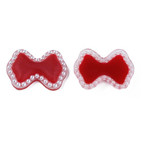 Acrylic Cabochons, with ABS Plastic Imitation Pearl Beads, Bowknot
