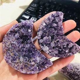 Natural Drusy Amethyst Mineral Specimen Display Decorations, Raw Amethyst Cluster, Moon
