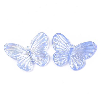 Colgantes de acrílico transparentes, color de ab chapado, mariposa