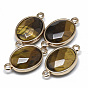 Connecteurs de liens de pierres précieuses, avec les accessoires en laiton de tonalité d'or, facette, ovale