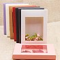 Boîte de papier kraft créative pliable, boîtes de faveur de mariage, boîte de faveur, boîte cadeau en papier, avec fenêtre transparente, rectangle