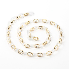 Handmade CCB Plastic Cable Chains, with Transparent Acrylic Linking Rings, Clear