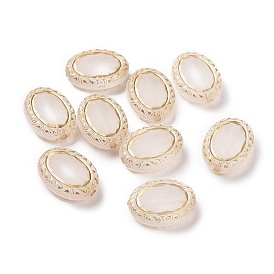 Plating Acrylic Beads, Golden Metal Enlaced, Frosted, Oval