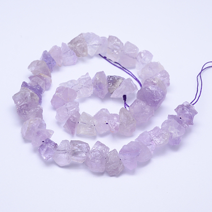 Raw Rough Natural Amethyst Bead Strands, Nugget