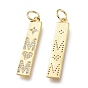 Brass Micro Pave Clear Cubic Zirconia Pendants, with Jump Rings, Long-Lasting Plated, Rectangle & Star & Word & Heart